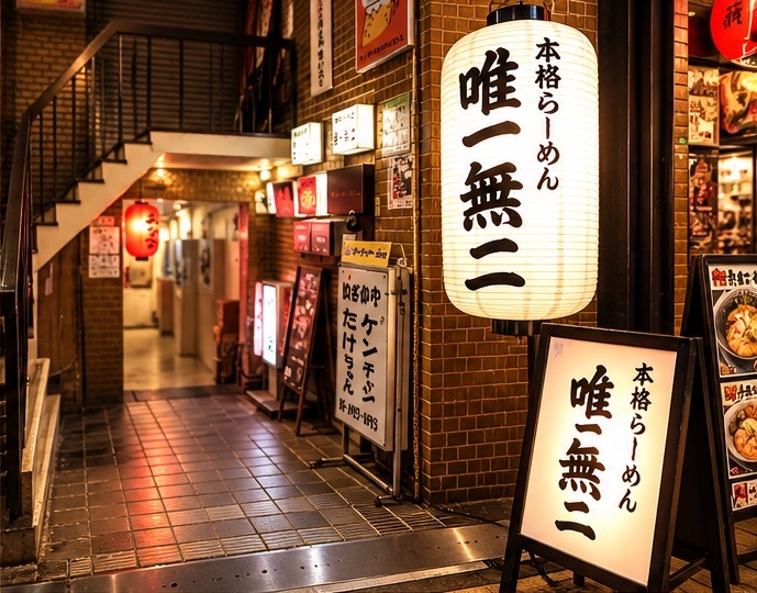 唯一無二の提灯が目印の建物入口